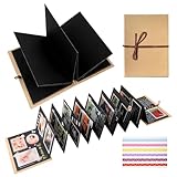 Album Fotos Acordeon, 28×21cm Libro de Recuerdos Plegable, Álbum de Fotos Scrapbook DIY, Hardcover Kraft Estilo Acordeón, Album Acordeon Picture para Regalos de Boda, Cumpleaños y Graduación