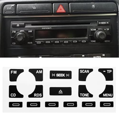 Car Air Conditioning Dash Button Sticker for Audi A4 B6 B7 A6 A2 A3 8L,Radio Dash Buttons Decal Replacement Stickers Auto Interior Accessories