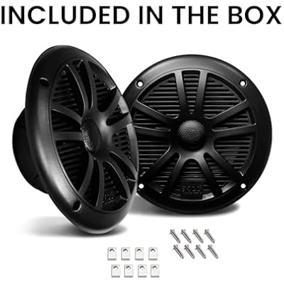 BOSS Audio Systems MR6B 6.5 inch Marine Stereo Boat Speakers - 180 Watts (pair), 2 Way, Full Range, Tweeters, Coaxial, Weatherproof, Sold in Pairs