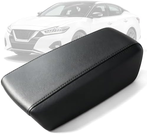 AOMSAZTO Automotive Center Console Cover for Nissan Maxima Faux Leather Car Armrest Cover Seat Box Protector Custom Fit Compatible for 2016 2017 2018 Maxima Car Accessories Black