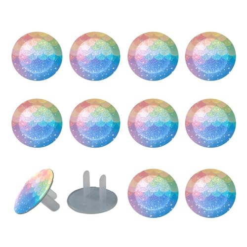 24 Pcs Baby Child Proofing Outlet Covers, Mermaid Scale Safety Socket Caps for Electrical Power Wall Plates