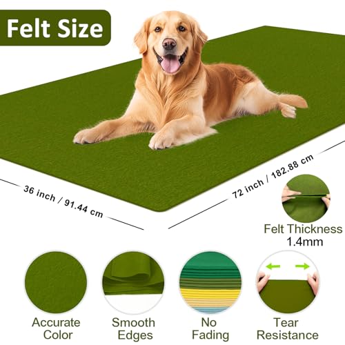 Image of XSEINO Campsite Green Large Felt Fabric 72 inch X 36 inch(2 Square Yards), 1.4 mm Thick Soft Felt Fabric Sheet for Crafts, Green Series Colors Soft Nonwoven Fabric, Fit for Decoration, Sewing, DIY Crafts