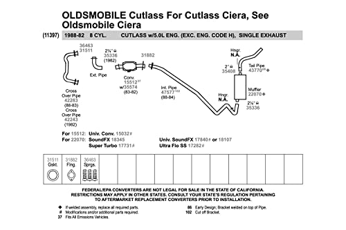 Image of Walker 47577 Exhaust Pipe 2.25 inch Outlet (OD) for Chevrolet Camaro