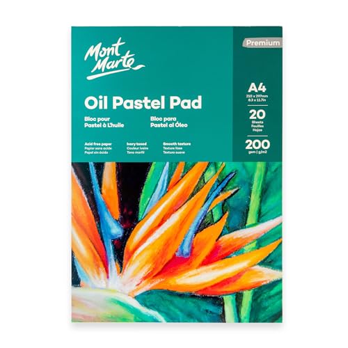 Mont Marte Carta Pastello A4 – Blocco Premium per Pastelli – 20 Fogli - 200g/m² – Ideale per Pastelli Morbidi e a Olio