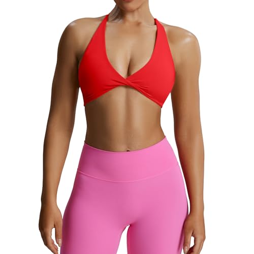 Image of Aoxjox Women's Workout Sports Bras Fitness Metamorph Sienna Twist Bra Yoga Crop Tank