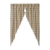 VHC Brands Cider Mill Prairie Plaid Curtain Panels Tan 84x36x18 Set of 2