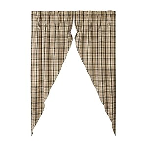 VHC Brands Cider Mill Prairie Plaid Curtain Panels, Tan, 84x36x18, Set of 2 VHC Brands Cider Mill Prairie Plaid Curtain Panels Tan 84x36x18 Set of 2