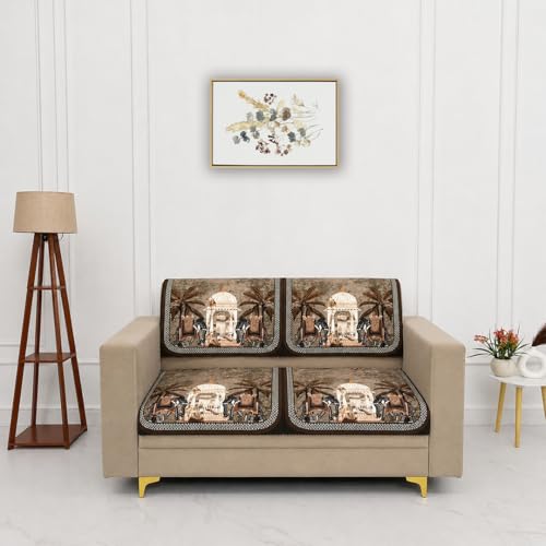 Image of Homerz Premium 'Luxe Series' Sofa Cover | Holland Velvet Fabric | Smooth Finish | Anti-Slip Fleece Backing Couch Protector (Maharaja, 2 Seater, Seat Cover with Backrest)