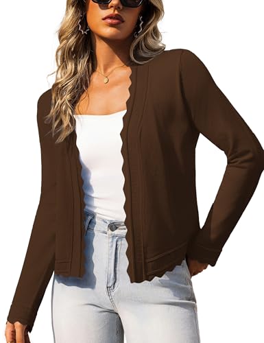 Image of OmicGot Women's Long Sleeve Cardigan Sweaters Open Front Cropped Bolero Shrugs for Dresses S-XL