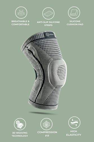 Overcmr Knee Support for Men Gym, Grey, 2 Pack Grey - Pack of 2 - Image 3