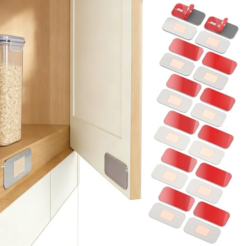12 Pack Magnetic Cabinet Door Catch, No Drill Ultra Thin Cabinet Door Magnetic Catch for Drawer Magnet Adhesive Cabinet Latch Magnetic Closures Easy to Install with Double Sided Tape