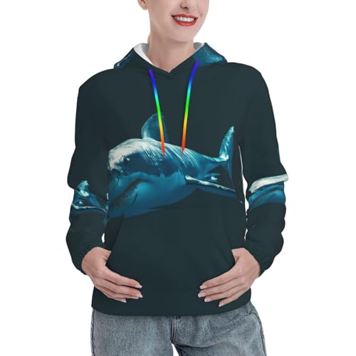 Sweat requin bleu doux ajusté fini les pulls amples sans forme