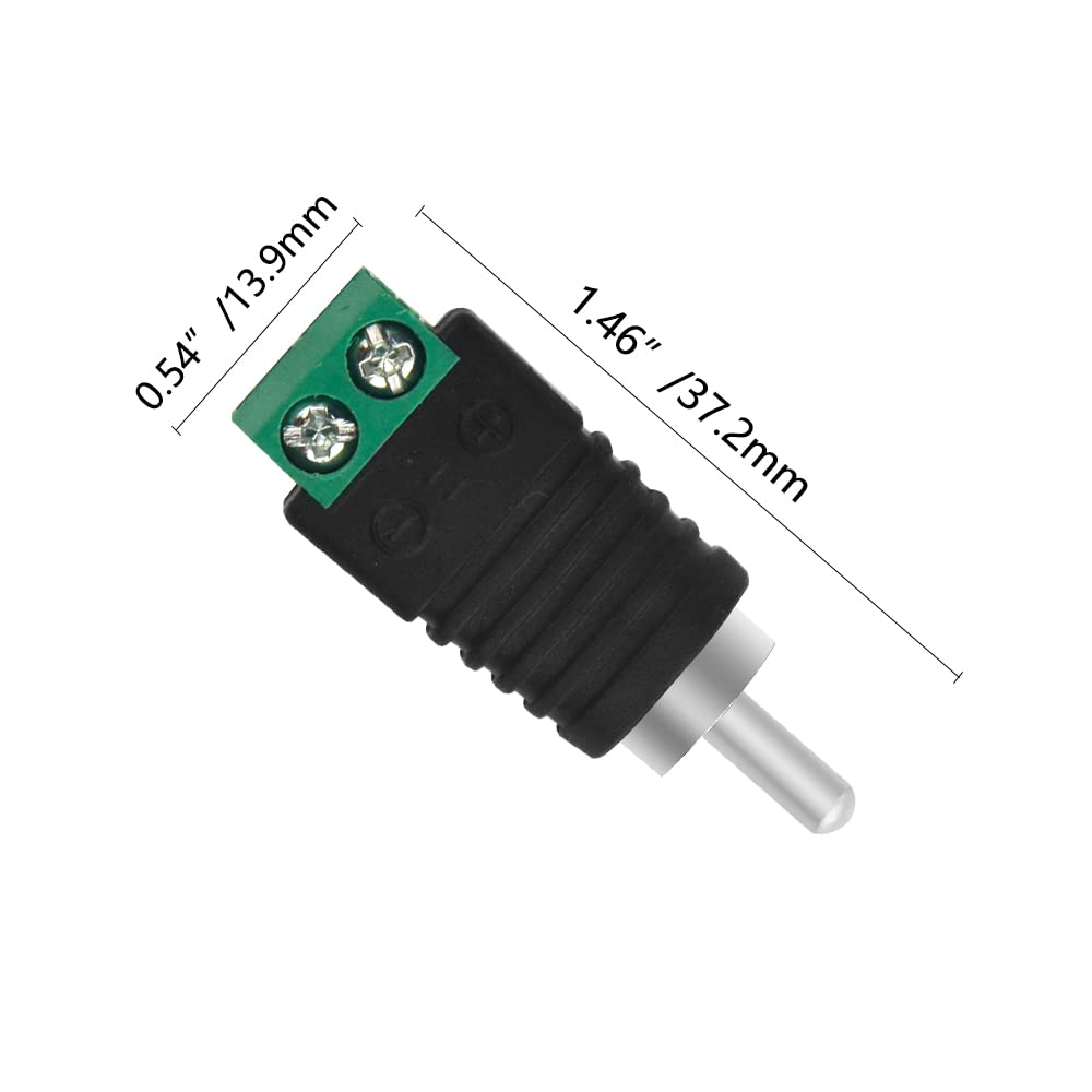 Image secondaire de WMYCONGCONG Lot de 20 Connecteur de câble d'enceinte RCA, adaptateur câble d'enceinte vers RCA, convertisseur sans soudure pour