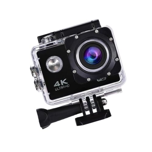 Hoppipola Cámara de acción WiFi 4K Ultra HD, resistente al agua hasta 30 m, estabilización de imagen, incluye soporte para casco y bicicleta, cámara deportiva para vlogging y aventura, color negro