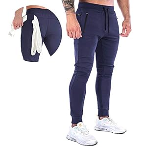 MakingDa Slim Fit Joggers Men Tracksuit Bottoms Gym Trousers Sweatpants with Zip Pockets Training Pants