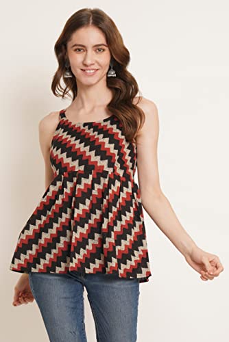 Image of COTLAND Fashions Jaipuri Cotton Printed Strappy Top for Women