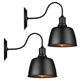 IC INSTANT COACH Black Swan Neck Barn Wall Light Wall Sconce Lighting Industrial Retro Farmhouse E26 Wall Lamp Led Porch Light for Kitchen, Foyer,Bedroom,Warehouse, Dining Room, Restaurant (2 Lights)