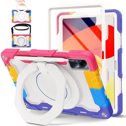 Housse protection Redmi Pad SE 2023 antichoc rose 11" avec poignée et bandoulière