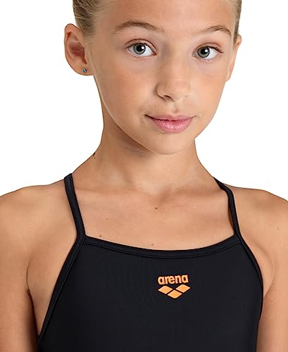 Image of Arena Girls' Feel Solid Light Drop Back Swimsuit Thin Straps Stretchy One Piece Kids Bathing Suit