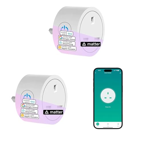 XENON Matter Smart Plug, Smart Socket, Alexa Plug for Applee Home, Alexa, Google, SmartThingss, Smart Home Automation, Timer and Schedule, 2.4G Wi-Fi Only, 13A, 2-Pack XENON Matter Smart Plug, Smart Socket, Alexa Plug for Applee Home, Alexa, Google, SmartThingss, Smart Home Automation, Timer and Schedule, 2.4G Wi-Fi Only, 13A, 2-Pack