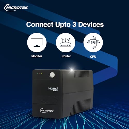 Image of Microtek Legend 750M Line Interactive UPS 650VA /360W | Microprocessor Based UPS for CCTV Camera, WiFi Router, Medical Equipment & Broadcast Studio | 2 Year Electronics Warranty + 1 Year Battery
