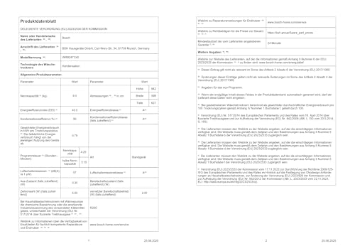 Bosch WRB247C40 Serie 8 Wärmepumpentrockner, 9 kg, selbstreinigender Kondensator, Air Max Dry, AutoDry, Reversierfunktion, Home Connect, Speed Perfect Plus, weiß/chrom