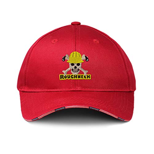 American Flag Hat Roughneck Oilfield Embroidery Cotton Patriotic USA Baseball Cap Strap Closure Red