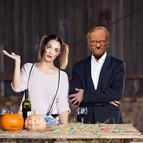 Oellinx Halloween Old Man Mask Realistic Human Face Mask Creepy Latex Mask Halloween Cosplay Costume Party Games Props thumb #3