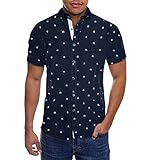 Mens Slim Fit Short Sleeve Button Down Polo Oxford Shirt MST46568 SAA Navy M