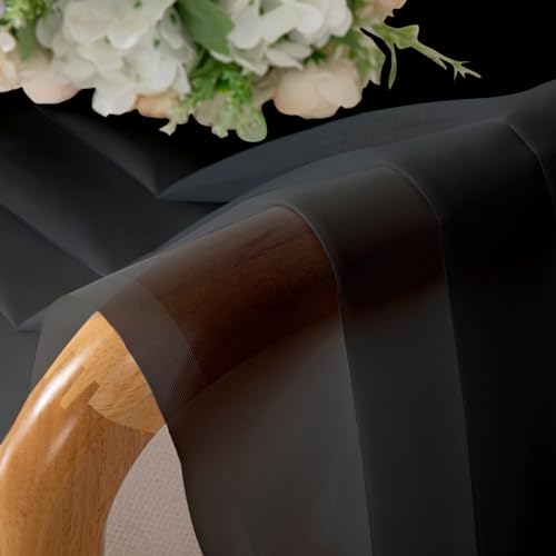 Image of Chyhomenyc 2 Panels Solid Color Sheer Window Curtains 108 Inches Long, Elegant Window Voile Panels /Drapes /Treatment /Scarf for Bedroom Living Room Wedding Canopy (42X108 Inches, Black) 9 FT