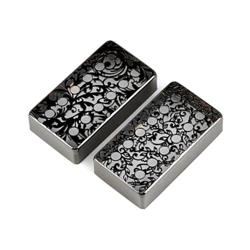 2 個ギターピックアップカバー花柄真鍮ピックアップカバーギターアクセサリー(Black)