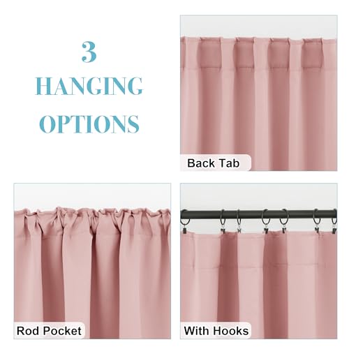 Image of RYB HOME Kitchen Window Curtains Over Sink - Blackout Insualting Privacy Curtains for Kids Bedroom Kitchen Bathroom Basement Cafe Cabinet Tiers Drapes, 34 Width x 30 Length, 2 Panels, Peach Blush