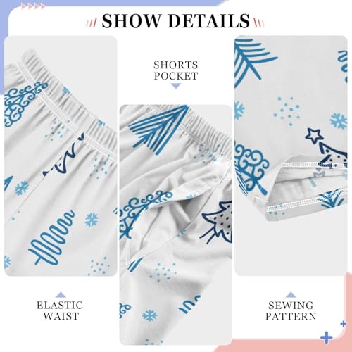 Boys' Pants Blue Christmas Tree Long Bottoms Jogger Pants Elastic Waist Trousers with Pockets S-XL4