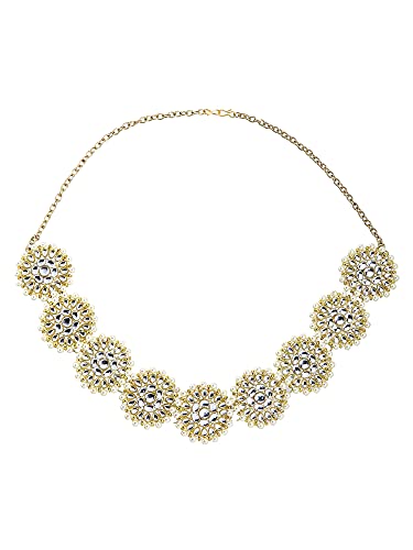 Karatcart Floral Shape Kundan Studded Metal Hairband for Women, Pack of 1 - Gold - Image 3