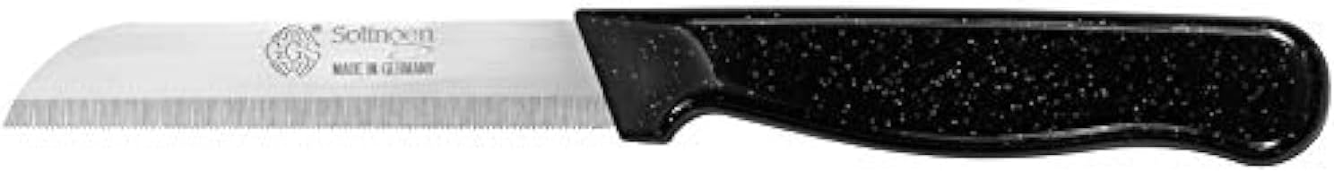GGS Solingen Knife Vegetable, Fruit, Tomato, Steak, Serrated, Dishwasher Safe, German Stainless Steel, Chef Kitchen Set (Black 1 Knife)