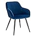 WOLTU 1 pièce Chaise de Salle à Manger Chaise de Cuisine rembourrée en Velours, Pied en métal,Bleu BH93bl-1