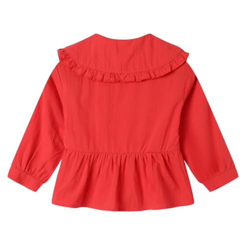 Image of Mud Kingdom Girls Blouse Shirts Spring Fall Long Sleeve Button-Down Top Ruffle Collar