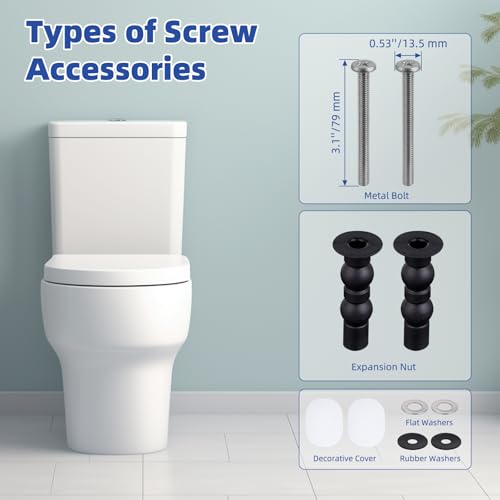 Image of SS124 Toilet Seat Replacement Compatible with TOTO, Cotton White | Elongated Soft Close Toilet Seat for SS124, Transitional Slow-close & Heavy Duty, with Universal Toilet Bolts and Nuts,