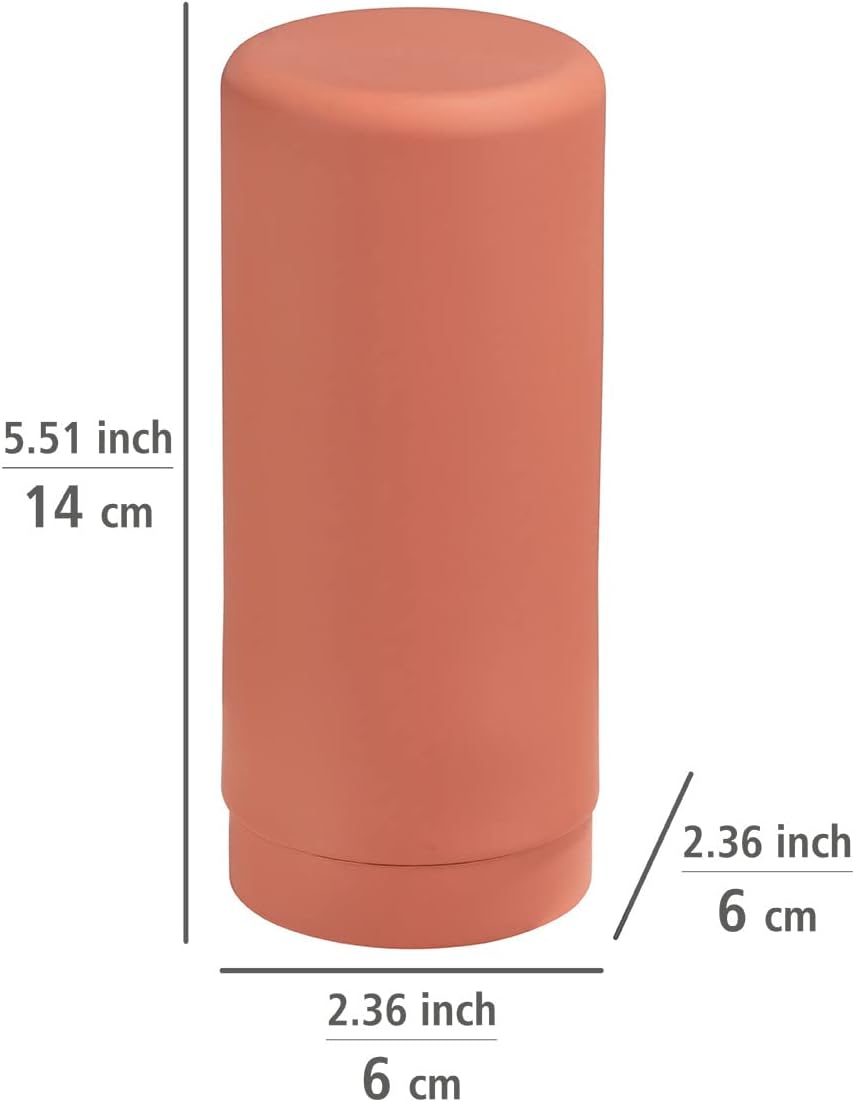 WENKO Easy Squeeze Dish Soap Dispenser for Kitchen Sink, Squeeze Bottle for Washing Up Liquid and Hand Soap, Round refillable Plastic Bottles, Easy to Fill and to use, 8.5 oz, Brick red