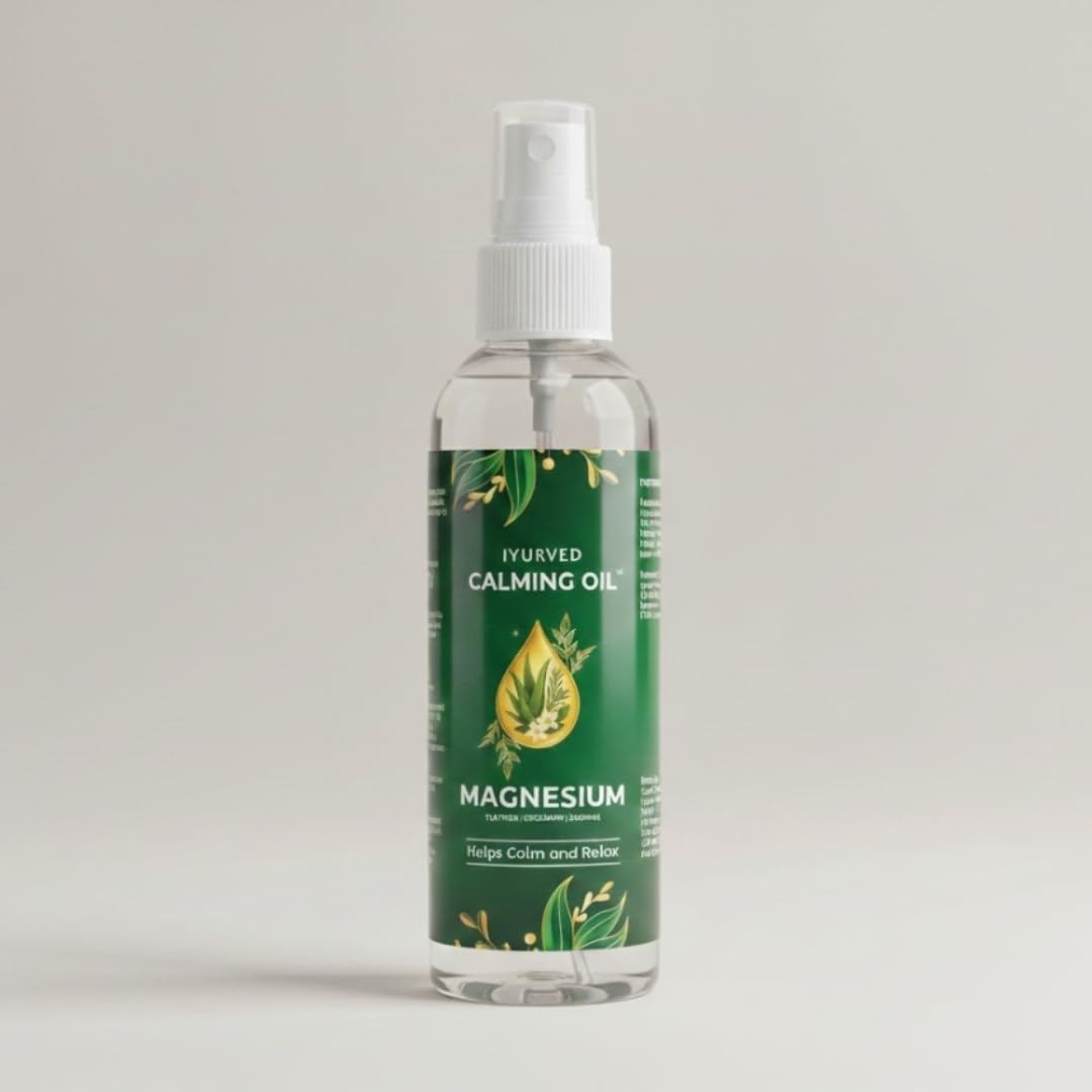 Iyurved Magnesium Calming Oil Spray - Topical Magnesium Oil for Feet, Muscle Relaxation, Deep Sleep Support, Recovery from Cramps - 200ml (Pack of 2)