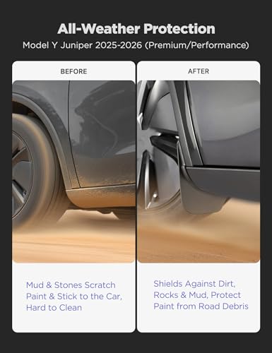 Image of Tparts Mud Flaps Splash Guards for Tesla Model Y Juniper 2025-2026 (Premium /Performance), All-Weather Mud Guard Kits, Exterior Accessories Sediment Protection No Drilling Required Black (Set of 4)