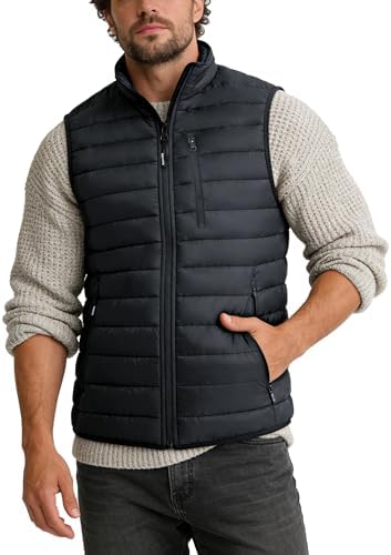 Outdoor Ventures Herren Packbare Steppweste Outdoor Übergangswesten | Wasserabweisend, 5 Taschen, Gefütterte Hybrid, Nylon, Warm, Leicht, Winddicht, Durchgehender Reißverschluss, W