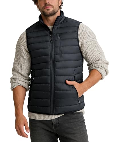 Outdoor Ventures Men's Puffer Gilet Packable Quilted Bodywarmer Padded Vest Outerwear Waistcoats Water-Resistant Windproof Sleeveless Jacket for Golf Running Hiking Horse Riding Dark Grey S