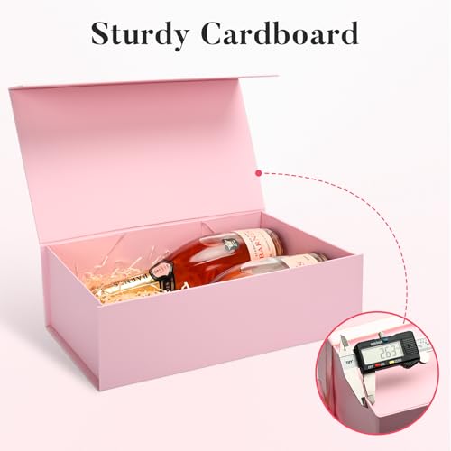 Image of LIFELUM Pink Gift Box with Magnetic Lids for Presents, 14 inchx8.5 inchx4.5 inch | with Ribbon, Greeting Card & Filler for Bridesmaid, Wedding, Graduation & Anniversary, 5 Pack