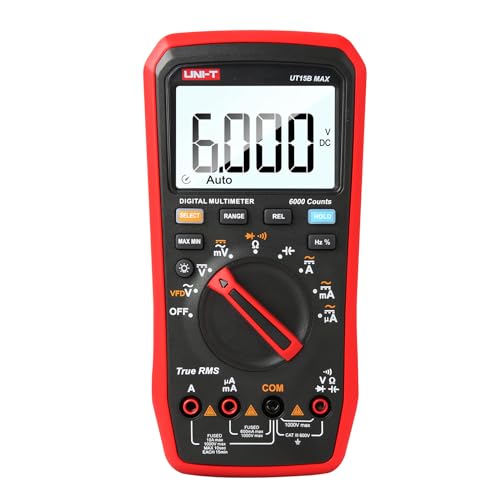 UNI-T Multi Meter UT15B Max, AC/DC Current AC/DC Voltage Handheld TRMS Voltmeter Resistance Capacitance Frequency Diode Continuity Ohm Meter Measure Volt Amp VFC Circuit Power Car Fuse Electric Tester