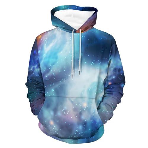 Sweat à capuche manche longue UMENG, sweat imprimé astronomie avec cordon de serrage en taille S