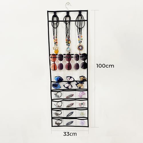 Barlone Schmuck Organizer Hängend, Schmuckaufbewahrung Wand mit Aufhänger, Metallhaken, Ketten Aufbewahrung Hängend Schmuckhalter für Ohrringe, Halsketten, Ringe an Schrank, Wand, Tür