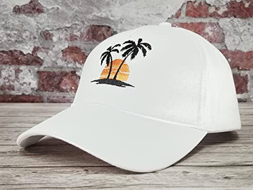 Hepandy Palm Tree Embroidered Baseball Cap For Women Men Girl, Summer Beaches Outdoor White Trucker Hats Adjustable Snapback Golf Dad Hats thumb #1