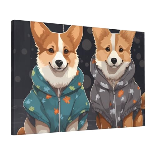 Toile Corgi habillé : l'art mural idéal pour bureau et salon moderne
