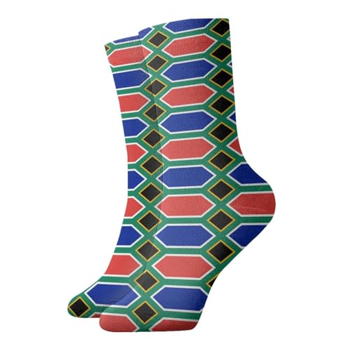 BLWSLC South Africa flag Patterned socks, athletic and casual running socks, suitable for home or outdoor activities